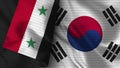South Korea and Syria Realistic Flag Ã¢â¬â Fabric Texture Illustration Royalty Free Stock Photo